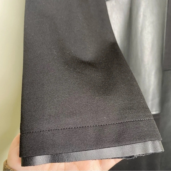 Peace of Cloth NY Black Faux Leather Michaela Patchwork Knit Dress Size Small - Picture 7 of 12